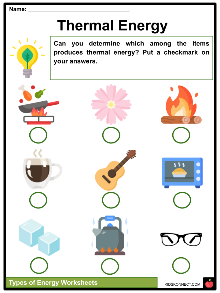 Types Of Energy Facts Worksheets Potential Kinetic Definitions For 