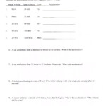 Velocity And Acceleration Worksheet