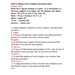 Work Power And Energy Worksheet Pdf
