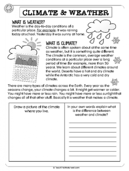 22 Weather And Climate Worksheets For Your School Lesson