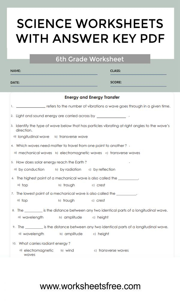 6th Grade Science Worksheets With Answer Key Pdf 5a Worksheets Free