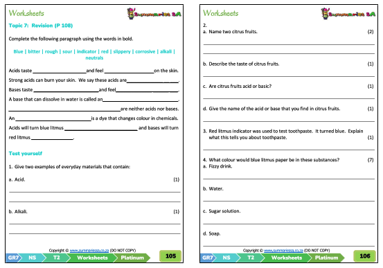 Grade 7 Natural Science NS Term 2 Platinum Classroom101