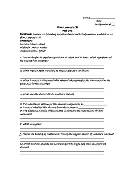 Lorenzo 39 s Oil Worksheet Answer