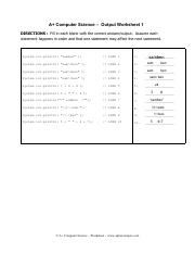 Output Worksheet pdf A Computer Science Output Worksheet 1