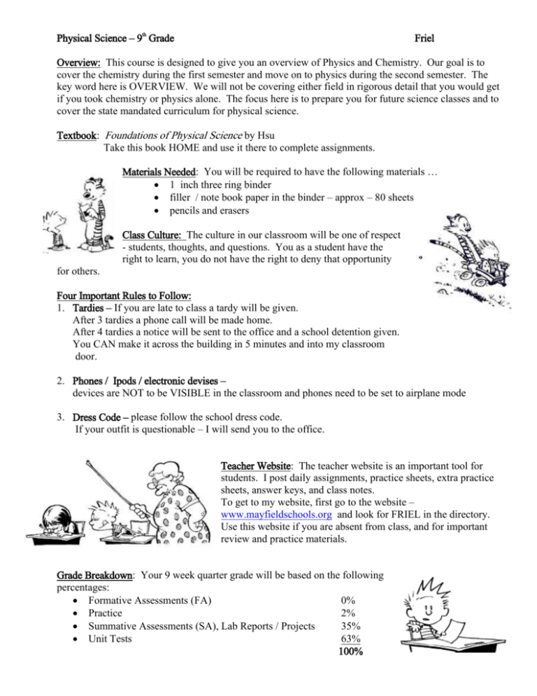 Physical Science 9th Grade