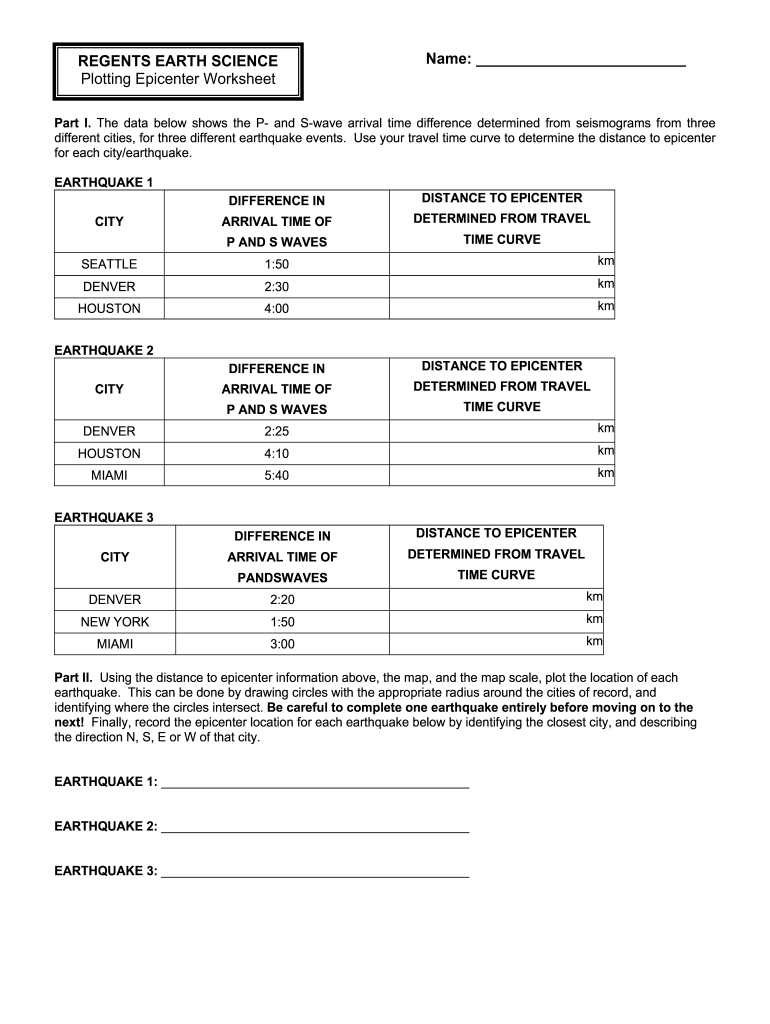 Regents Earth Science Travel Time Curve Worksheet Answer Key Form 