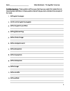 Science Video Worksheet The Day After Tomorrow By Educator Super Store