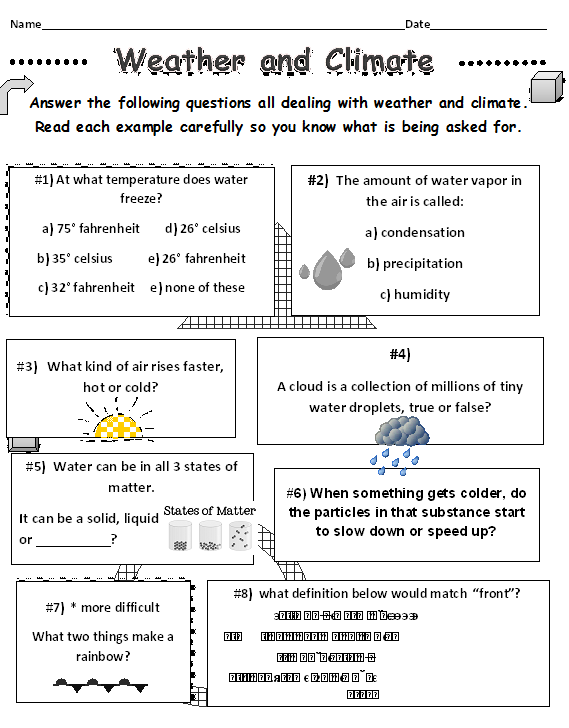 Weather And Climate Worksheets 34 Questions Made By Teachers