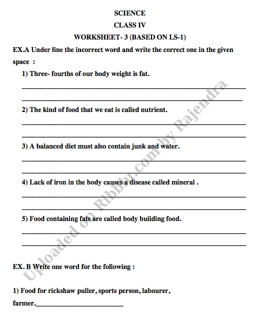 CBSE Class 4 Science Worksheets