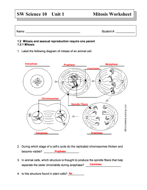 Sw Science 10 Unit 1 Mitosis Worksheet Fill Online Printable 