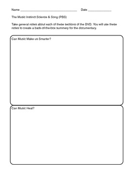 The Music Instinct Science Song Worksheet By JECamitzzi TpT